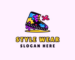 Colorful Puzzle Shoe logo design