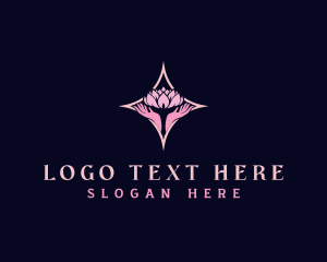 Flower Arrangement - Lotus Flower Hand logo design