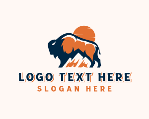 Explore - Bison Mountain Sunset logo design