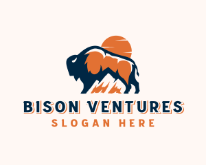 Bison Mountain Sunset logo design