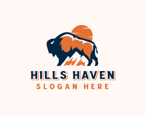 Bison Mountain Sunset logo design