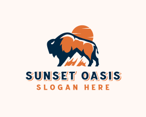 Bison Mountain Sunset logo design