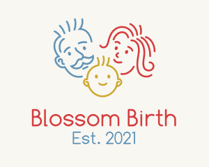 Obstetrician - Monoline Happy Family logo design