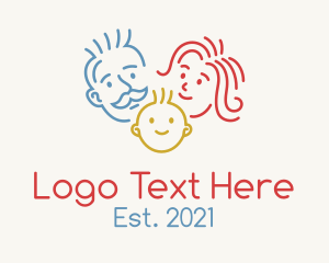 Psychotherapy - Monoline Happy Family logo design