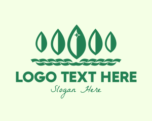 Wave - Green Leaves Crown logo design