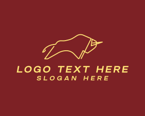 Aggressive - Minimalist Golden Bull logo design