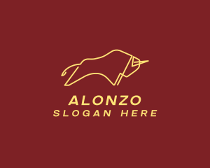 Minimalist Golden Bull logo design