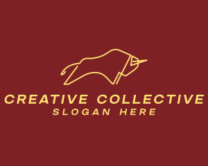 Minimalist Golden Bull logo design