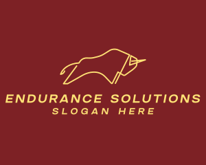 Minimalist Golden Bull logo design