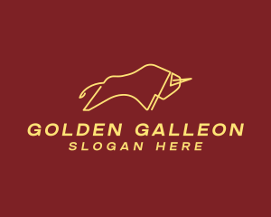 Minimalist Golden Bull logo design