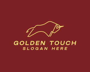 Minimalist Golden Bull logo design