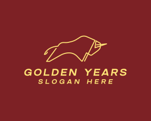 Minimalist Golden Bull logo design