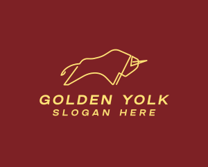 Minimalist Golden Bull logo design