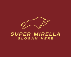 Minimalist Golden Bull logo design