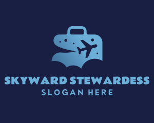 Stewardess - Airplane Travel Briefcase logo design