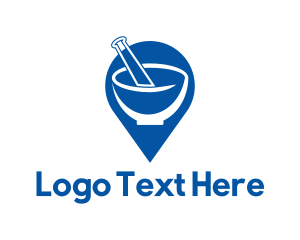 Drug Store - Mortar & Pestle Location Pin logo design