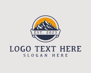 Hiker - Mountaineering Hiking Summit logo design