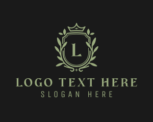 Royal - Leaf Wreath Shield logo design