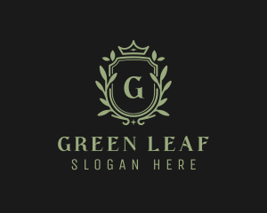 Leaf Wreath Shield logo design