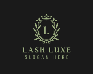 Leaf Wreath Shield logo design