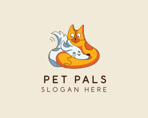 Puppy Kitten Pet Cartoon logo design