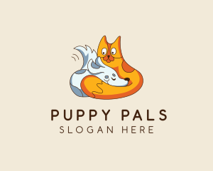 Puppy Kitten Pet Cartoon logo design