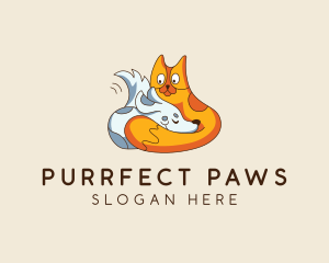 Puppy Kitten Pet Cartoon logo design