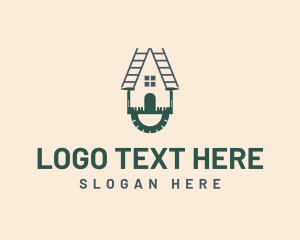 Triangle Ruler - House Construction Contractor Tools logo design