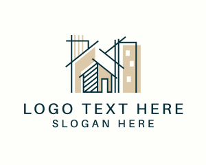 House Plan - Geometric Building Architecture logo design