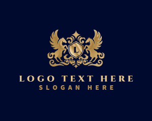 Flourish - Luxury Pegasus Shield logo design