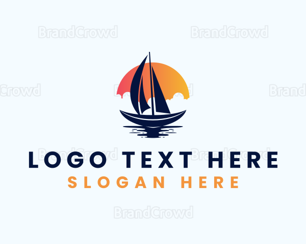 Sun Sailing Boat Logo