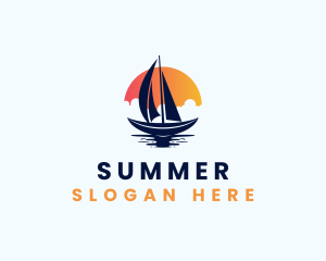 Sun Sailing Boat logo design