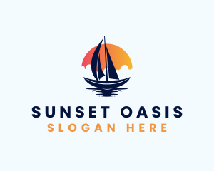 Sun Sailing Boat logo design