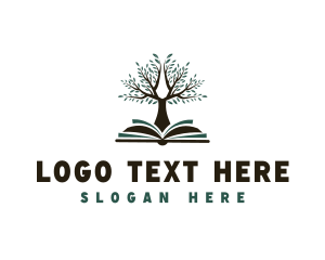 Home Study - Tree Learning Book logo design