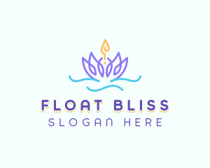 Floating Lotus Candle logo design