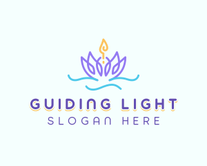 Floating Lotus Candle logo design