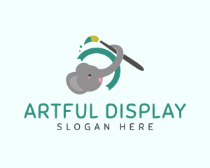 Cute Elephant Painter  logo design