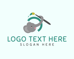 Mural Painting - Cute Elephant Painter logo design