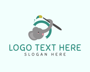 Cute Elephant Painter  Logo