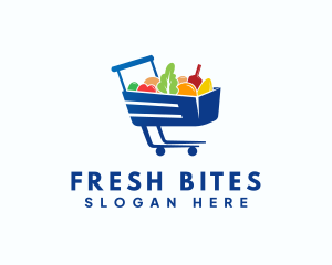 Pushcart - Food Grocery Cart logo design