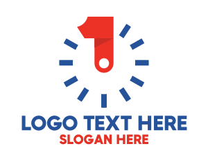 Number 1 - Clock Number 1 logo design