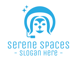 Blue Astronaut Dog logo design