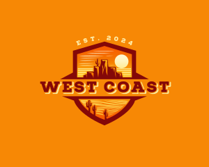 West - Canyon Sunset Desert logo design