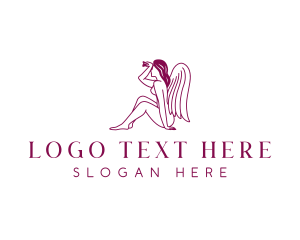 Lady - Woman Angel Wings logo design