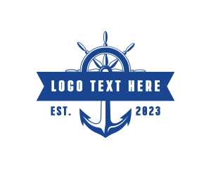 Charter Boat - Sea Ferry Anchor Wheel logo design