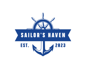 Sea Ferry Anchor Wheel logo design