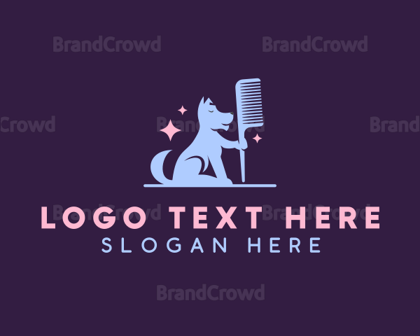 Dog Pet Grooming Comb Logo