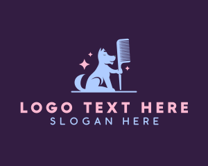 Shih Tzu - Dog Pet Grooming Comb logo design