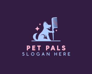 Dog Pet Grooming Comb logo design