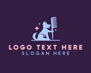 Puppy - Dog Pet Grooming Comb logo design